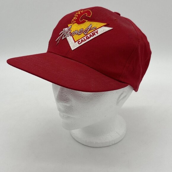 Vintage Calgary Flames SnapBack Hat Triangle Design Logo Wool Blend Cap 80s NHL - Picture 2 of 11